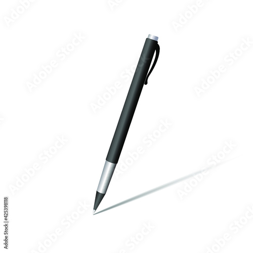 Black and silver color pen, Vector and illustration ballpoint pen design mockup