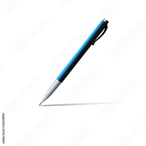 Blue and silver color pen, Vector and illustration ballpoint pen design mockup