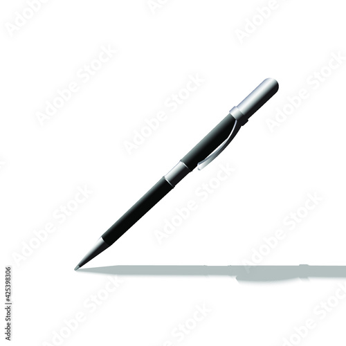 Black and silver color pen, Vector and illustration ballpoint pen design mockup
