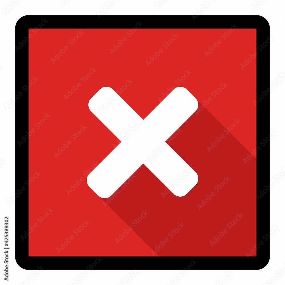 Obraz premium Wrong marks, Cross marks, Rejected, Disapproved, No, False, Not Ok, Wrong Choices, Task Completion, Voting. - vector mark symbols in red. Black stroke and shadow design. Isolated icon.