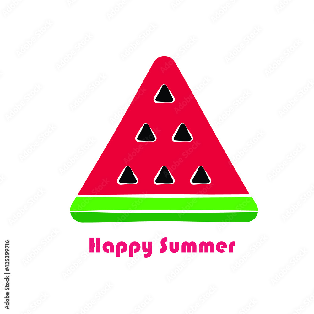a slice of red watermelon in the form of a triangular. vector. summer a slice of red watermelon in the form of a triangular. vector. summer