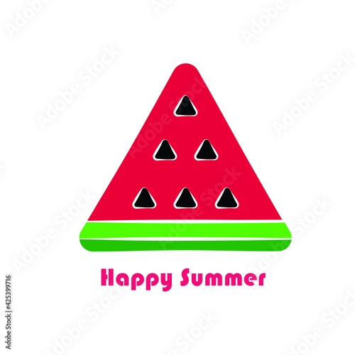 a slice of red watermelon in the form of a triangular. vector. summer