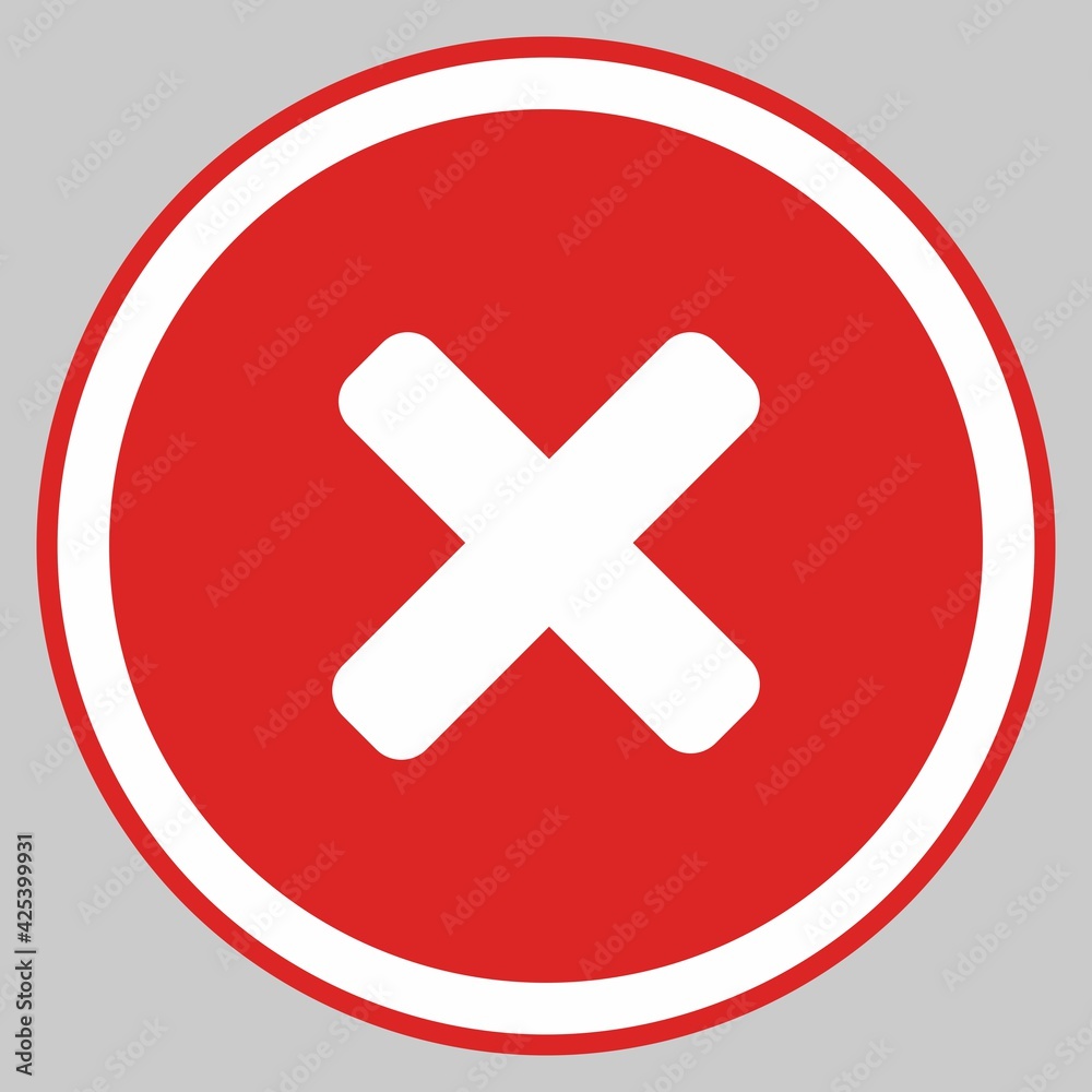 Wrong marks, Cross marks, Rejected, Disapproved, No, False, Not Ok, Wrong Choices, Task Completion, Voting. - vector mark symbols in red. Isolated icon.