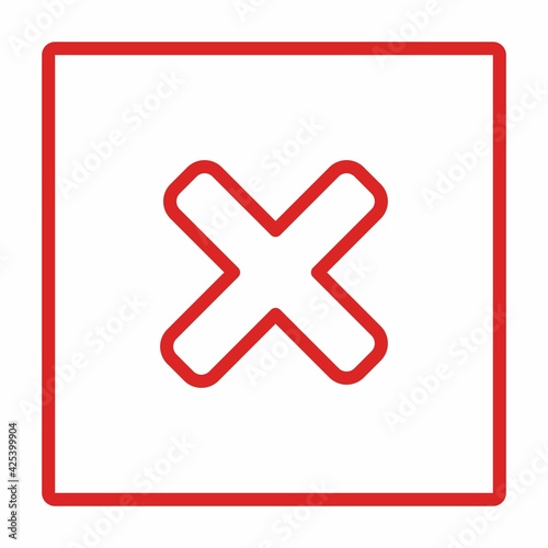 Wrong marks, Cross marks, Rejected, Disapproved, No, False, Not Ok, Wrong Choices, Task Completion, Voting. - vector mark symbols in red. Isolated icon.