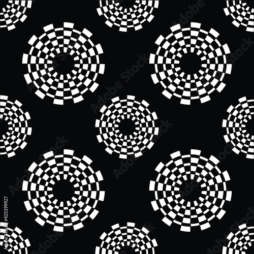 Seamless black and white pattern in the form of big abstract circles. vector