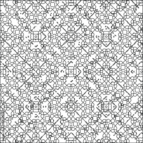  Geometric vector pattern with triangular elements. Seamless abstract ornament for wallpapers and backgrounds. Black and white colors. 