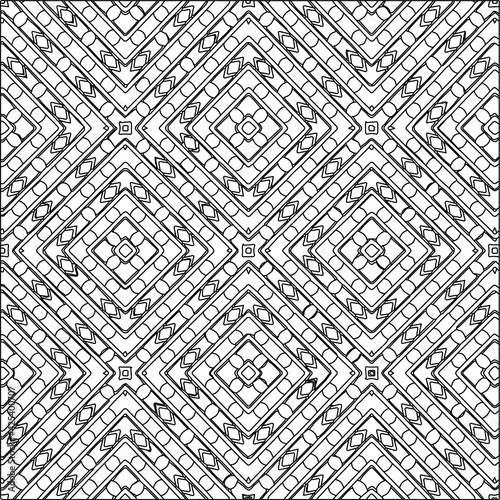  Geometric vector pattern with triangular elements. Seamless abstract ornament for wallpapers and backgrounds. Black and white colors. 