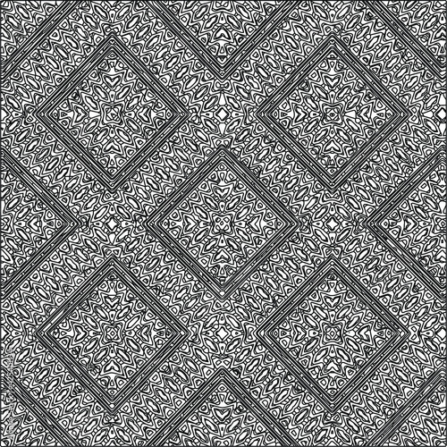  Geometric vector pattern with triangular elements. Seamless abstract ornament for wallpapers and backgrounds. Black and white colors. 