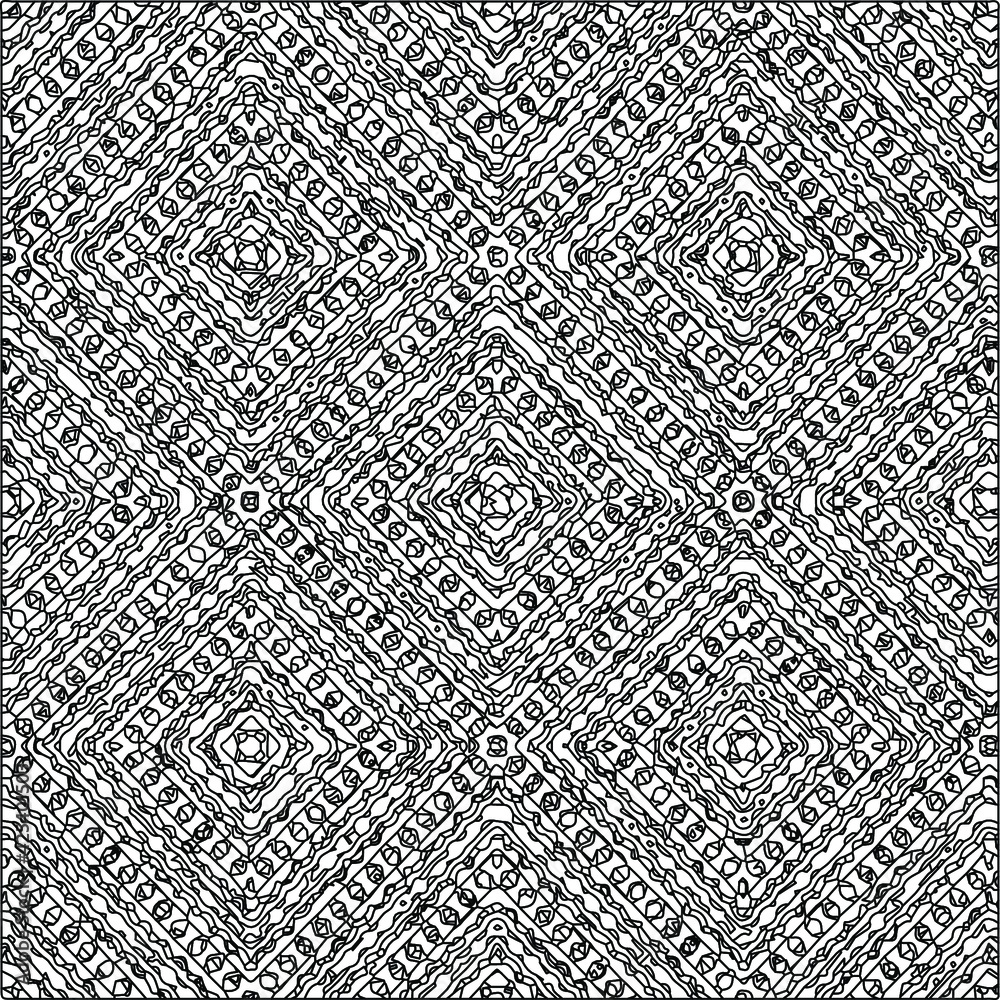 Obraz premium Geometric vector pattern with triangular elements. Seamless abstract ornament for wallpapers and backgrounds. Black and white colors. 