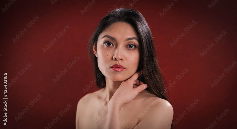 Fototapeta premium Perfect model for skin-care products - studio photography