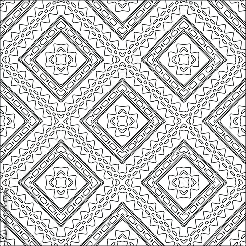  Geometric vector pattern with triangular elements. Seamless abstract ornament for wallpapers and backgrounds. Black and white colors. 