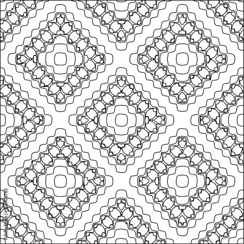  Geometric vector pattern with triangular elements. Seamless abstract ornament for wallpapers and backgrounds. Black and white colors. 