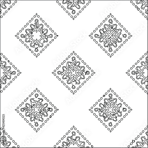 Geometric vector pattern with triangular elements. Seamless abstract ornament for wallpapers and backgrounds. Black and white colors. 