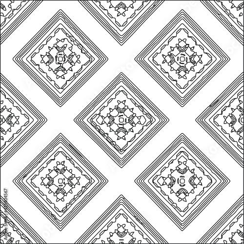 Geometric vector pattern with triangular elements. Seamless abstract ornament for wallpapers and backgrounds. Black and white colors. 