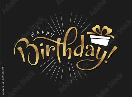 Happy Birthday hand drawn typography.