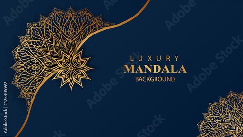 Luxury ornamental mandala design background in gold color vector