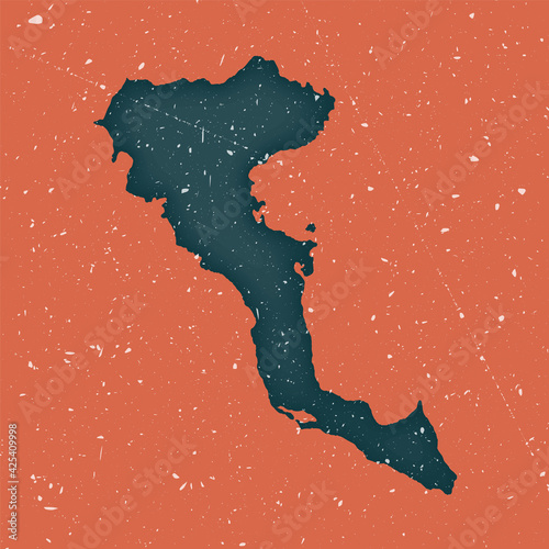 Fototapeta Naklejka Na Ścianę i Meble -  Corfu vintage map. Grunge map of the island with distressed texture. Corfu poster. Vector illustration.