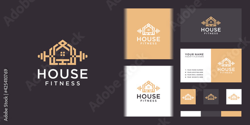 Home fitness logo. icon and business card template 