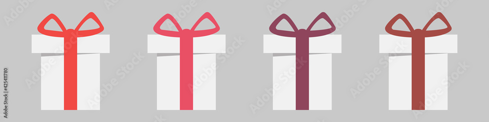 Vector Gift Icons set isolated on grey background