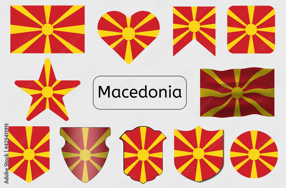Macedonia country flag icon, Macedonian flag vector illustration, Europe
