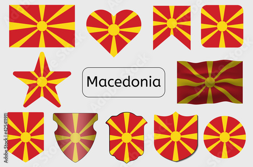 Macedonia country flag icon, Macedonian flag vector illustration, Europe