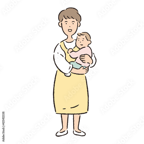 人物_子どもを抱く女性