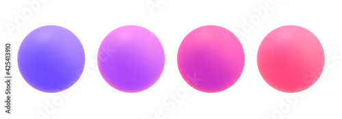 3D Balls collection for game on white background. Realistic vector illustration