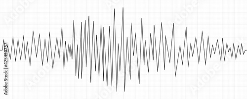 Seismogram. Earthquake chart on paper tape. Wave of seismic activity intensity. Vector Illustration.