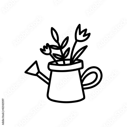 Watering can sketch icon for web  mobile and infographics. Hand drawn vector isolated on white