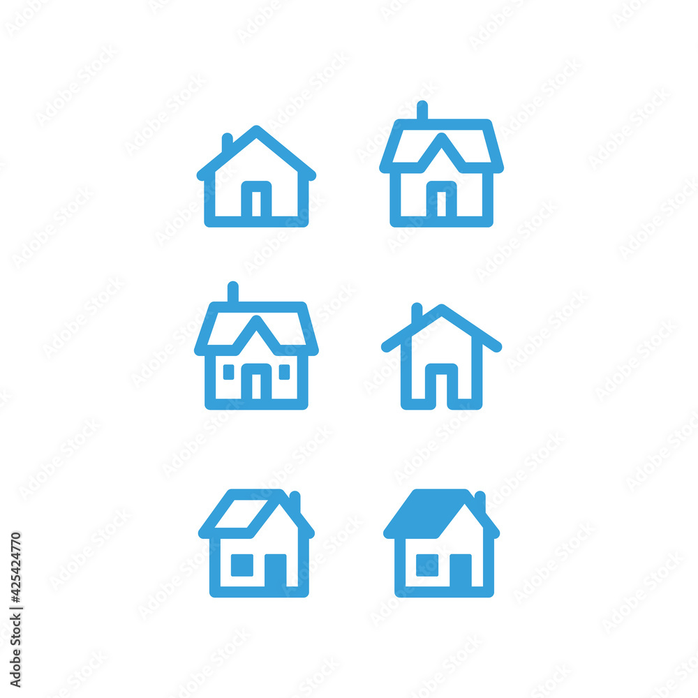 Fototapeta premium House vector icon set. Home simple linear symbols.