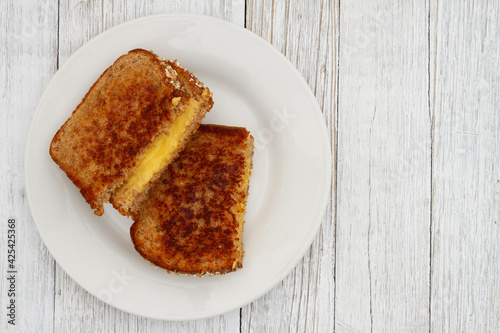 Grilled cheese whole wheat sandwich on a plate