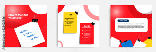 Social media tutorial, tips, trick, did you know post banner layout template with sticky paper note clips design element. Vector illustration