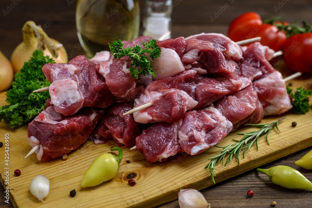 Fresh raw skewers Fresh raw skewers