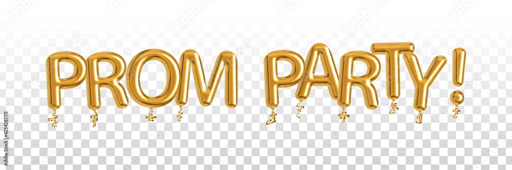 Vector realistic isolated golden balloon text of Prom Party on the ...
