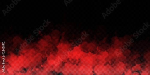 Vector realistic isolated Red Smoke effect for decoration and covering on the transparent background.