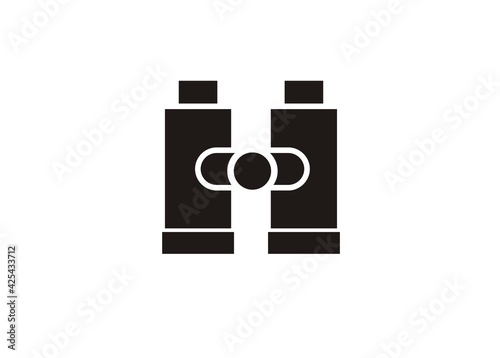 Binocular. Simple illustration in black and white.