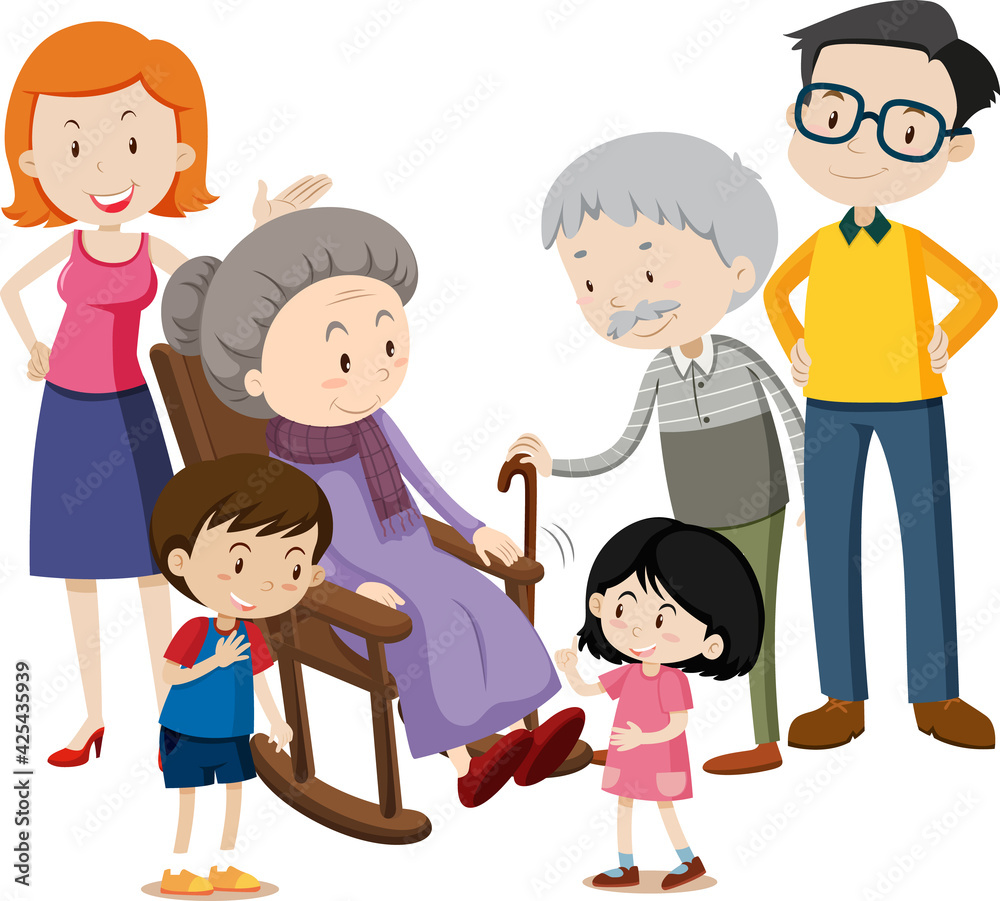 Member of family cartoon character on white background Member of family cartoon character on white background