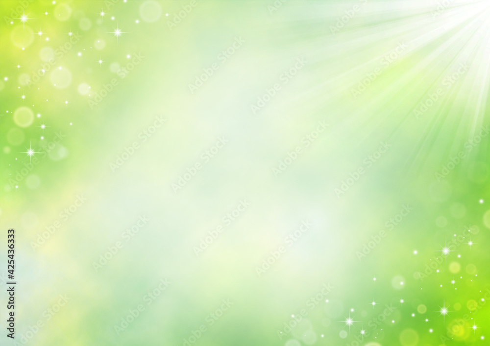 新緑の輝きと日差し 初夏のイメージ 背景イラスト素材 黄緑色 Stock Illustration Adobe Stock