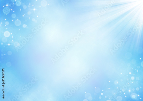 水の輝きと日差し　夏のイメージ　背景イラスト素材（青）