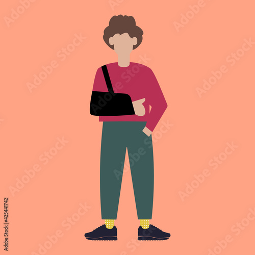 Male with injured arm in a sling