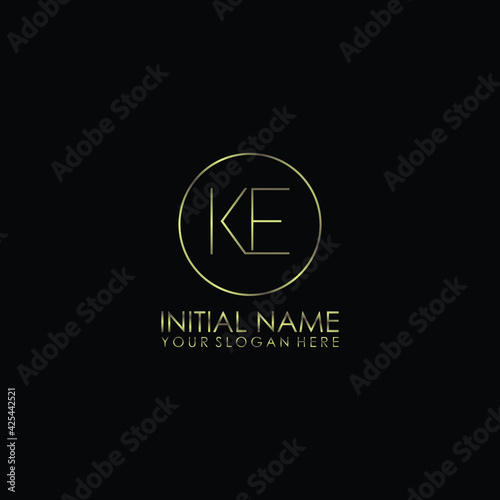 KE Initials handwritten minimalistic logo template vector 