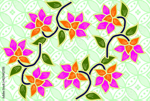 Batik Indonesian: is a technique of wax-resist dyeing applied to whole cloth, or cloth made using this technique originated from Indonesia. EPS 10