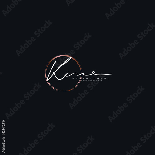 KI Initials handwritten minimalistic logo template vector	