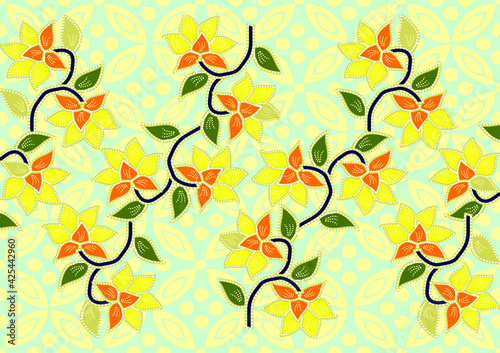 Batik Indonesian: is a technique of wax-resist dyeing applied to whole cloth, or cloth made using this technique originated from Indonesia. EPS 10