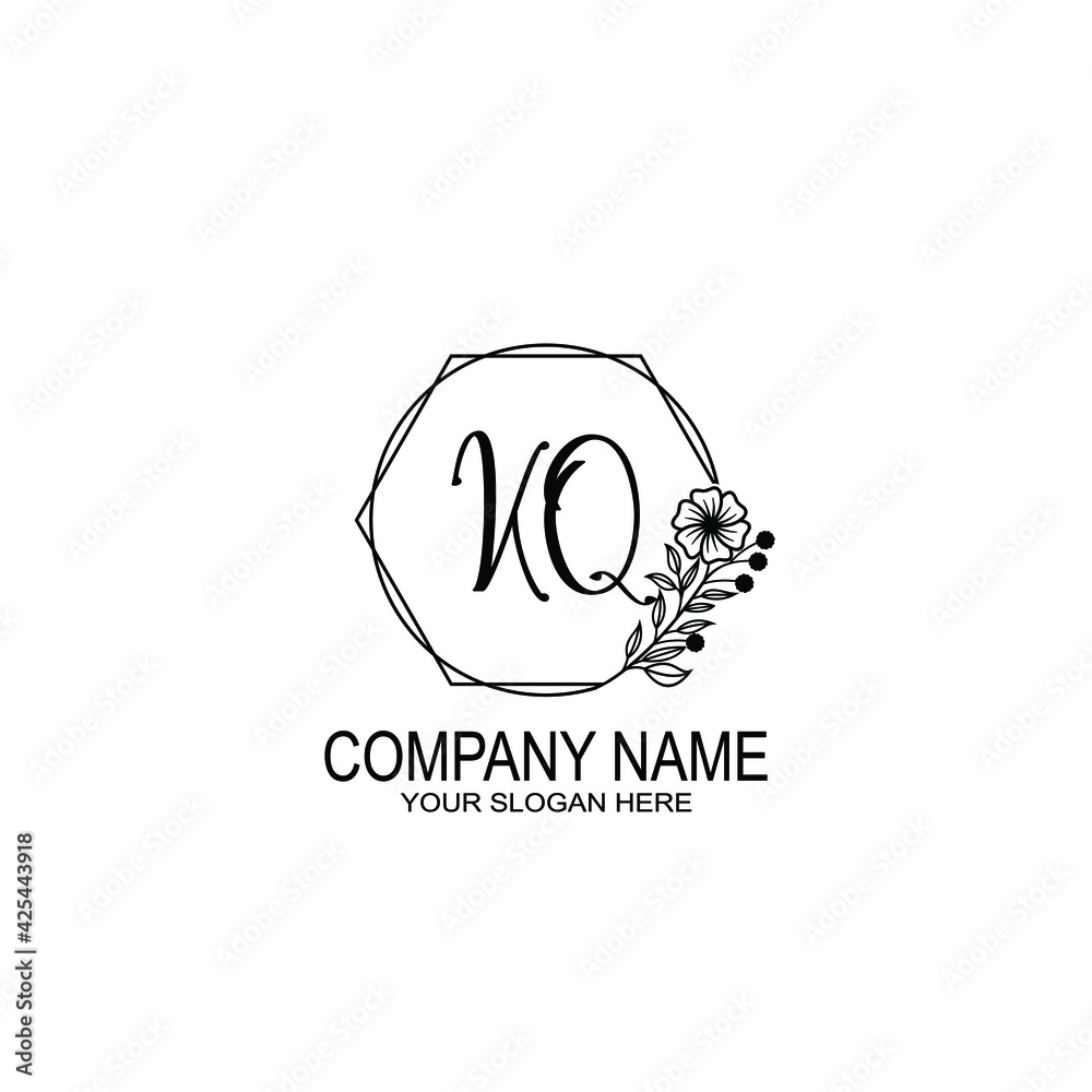 KQ Initials handwritten minimalistic logo template vector KQ Initials handwritten minimalistic logo template vector