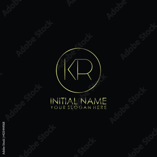 KR Initials handwritten minimalistic logo template vector