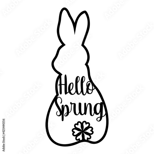 Hello spring. laser-cut Easter bunny rabbit. Hare for die cutting. Laser cutting rabbit template easter on white. 