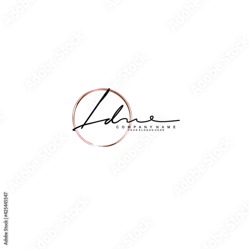 LD Initials handwritten minimalistic logo template vector 