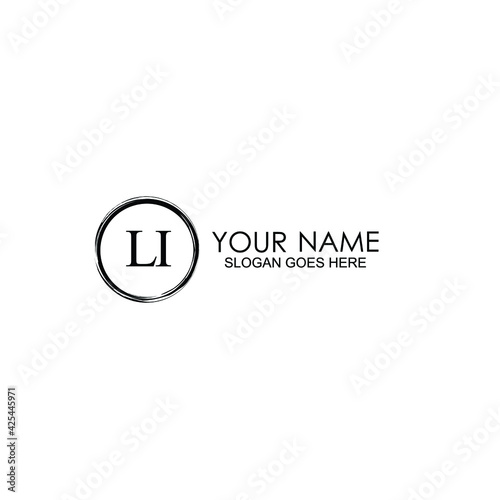 LI Initials handwritten minimalistic logo template vector