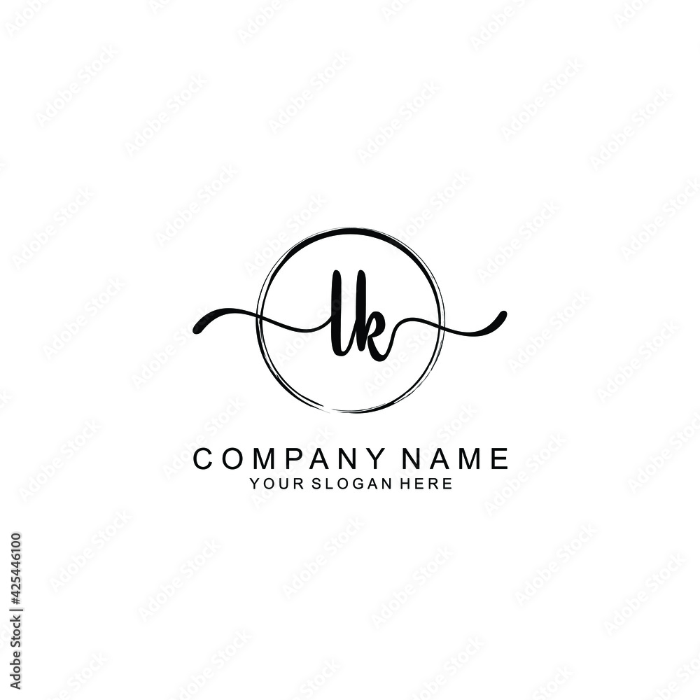 LK Initials handwritten minimalistic logo template vector